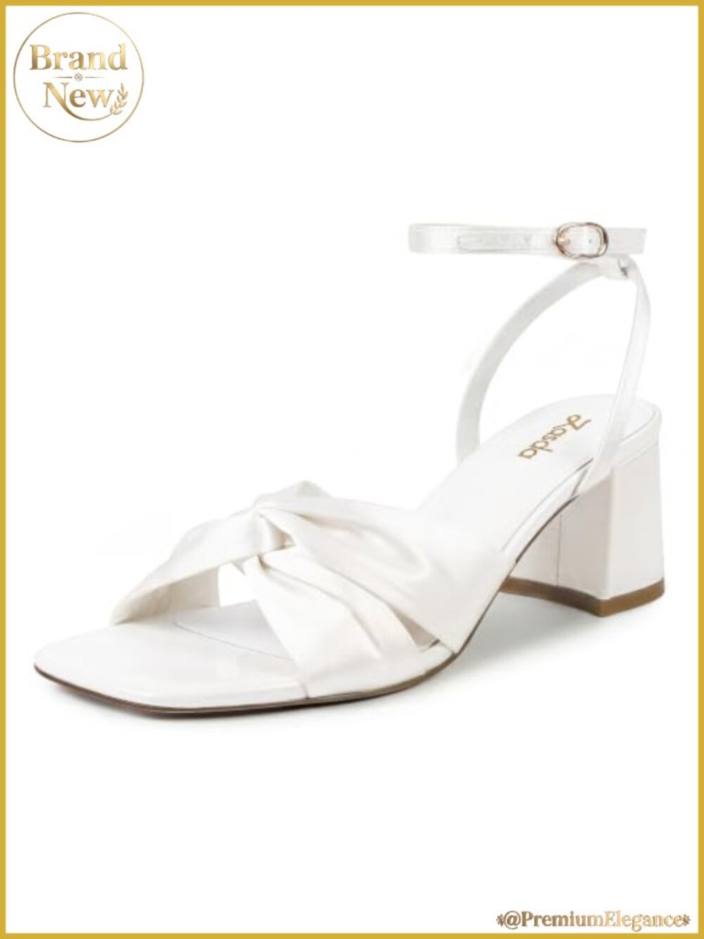 Satin Block Heels 2.75" Comfortable Wedding Shoes for Women Open Toe